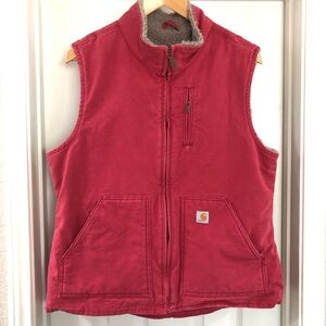 Women’s Carhartt Red/Beige Sherpa Lined Vest